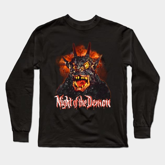 Night of the Demon Retro Cult Classic Horror Fan Art Long Sleeve T-Shirt by darklordpug